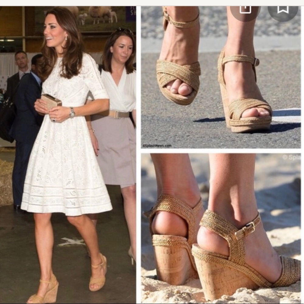 Stuart Weitzman Minx Cork Wedges Size 6.5 made famous by Kate Middleton